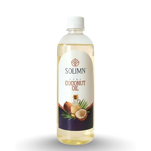 Solimn High Grade Pure Coconut Oil 500ml | 100% Pure, Unrefined & Chemical-Free | Ideal for Cooking, Skin Care, Baby Massage & Oil Pulling | Natural Coconut Oil for Hair Nourishment | Fresh & Edible Grade Quality (500ml, 1, count)