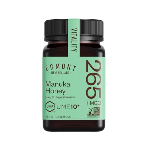 Egmont Honey MGO 265+ / UMF 10+ - NON-GMO, Kosher, Recycled plastic jar, Traceable 100% Pure & Raw Authentic New Zealand Honey (500g)