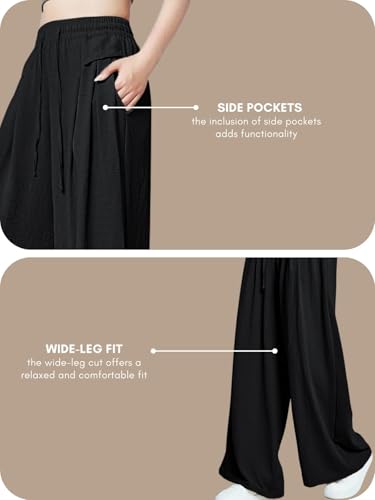 Image of GRECIILOOKS High Waist Polycotton Trousers for Women - Flared Parachute Pants with Side Pockets | Casual Travel Cargo Pants (Available in Plus Size and Value Pack)