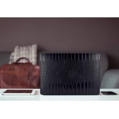 KEROM Compatible with Crocodile MacBook Pro 13 Inch Case 2025-2016 M2 M1 A2338 A2289 A2251 A2159 A1989 A1706 A1708, Textured Aligator Skin Snakeskin PU Leather Hardshell & Keyboard Cover, Black