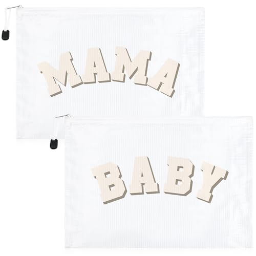 2 Pcs Mama Bag Mom Baby Toiletry Bag Mama Gifts Clear Clear Diaper Pouches Pregnancy Hospital Duffle Organizing Pouches with Zipper Women Her New Mom