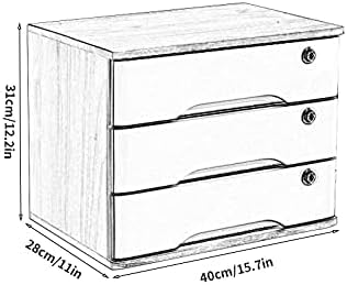 Cassettiera da scrivania in legno con 3 cassetti bloccabili A4/file di ricevute nizer per ufficio scatola portaoggetti piatta per casa e ufficio