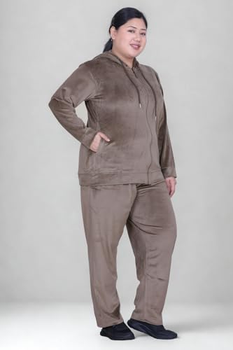 Image of CUPID Regular Fit Velvet Track Suit for Woman, Winter Wear Velvet Night Suit Set with Pockets for Sports, Night, Jogging, Daily Gym Wear L to 5XL