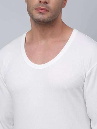 Image of Cantabil Solid Round Neck Full Sleeves Off White Thermal Top for Men | Full Sleeves Round Neck Thermal Top for Men | Mens Round Neck Thermal Top for Winter Wear (P MTHR00004 OFFWHITE)