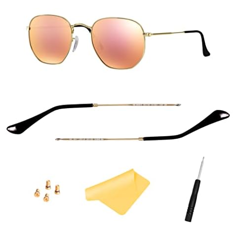 Hicycle2 Replacement Temple Arm,Temple Tips for Ray Ban RB3447 RB3547N RB3548N RB3647N Sunglasses,with 4 Screws,1 Screwdriver.(Gold) Cover