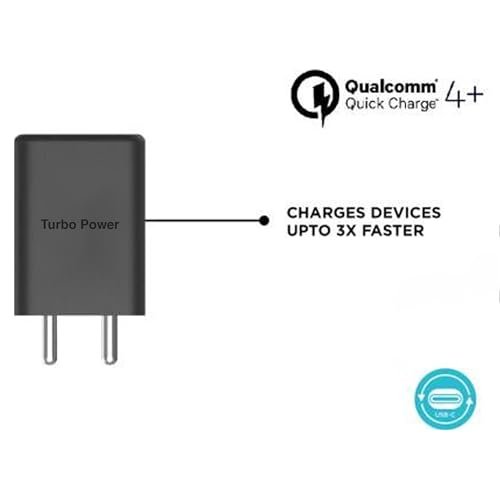 Image of Original Turbo Power Delivery Fast C-Type 68W GAN Charger Compatible with Motorola | Edge 60 Pro, Moto G54, Moto E40, Razr 50 Ultra & Other USB-C Devices - Black