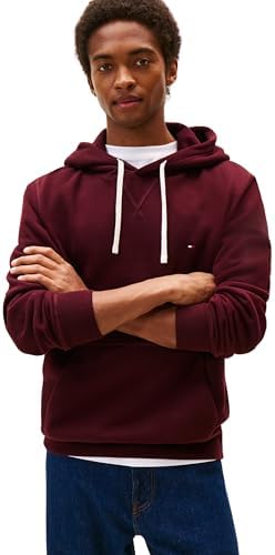 Sweat à capuche Tommy Hilfiger premium en molleton bordeaux épais XXL