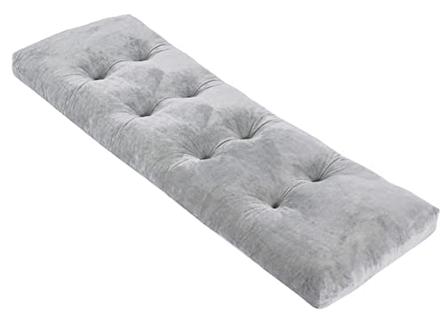 JAMPAYANG Cojín de banco antideslizante para columpio, almacenamiento de zapatos, asiento de ventana (45 x 18 pulgadas, gris)