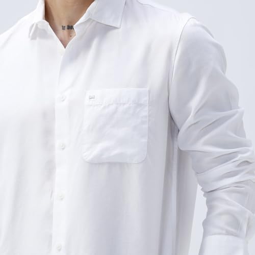 Image of BASICS Cotton-Linen Blended Men's Shirt | Slim Fit | Everyday Smart Casual Wear | Full Sleeve