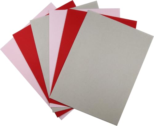 Image of KCS 4 /6 pc of 12 inch x 18 inch(30cmx45cm) 16 Count Cotton Aida Cloth Cross Stitch Fabric (6 pc,Pink+Red+Pearl Grey)