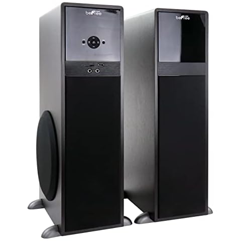 beFree Sound 2.1 Chanel Bluetooth Tower Speakers in Black Cover
