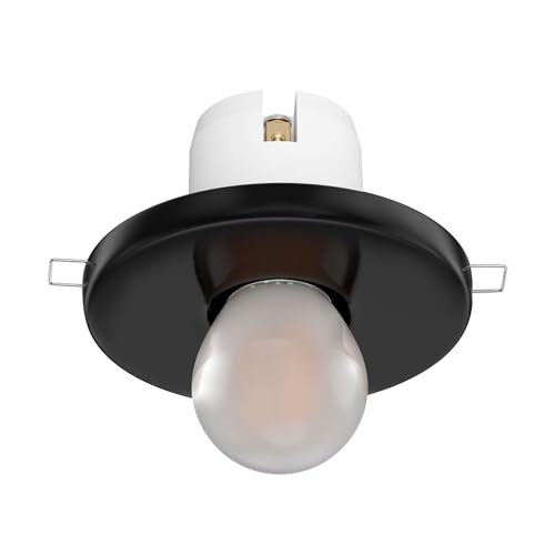 ledscom.de Plafonnier encastré en porcelaine E27 TELA, noir, lampe LED incluse, givré, 477lm blanc chaud