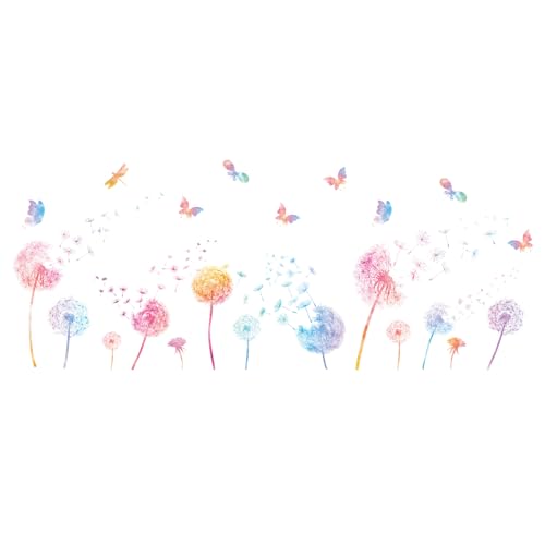 WakiHong 2 PCS Vinilos Decorativo Mariposa Vistoso Pegatina de Pared Diente de León Mariposas Pegatinas de Pared Diente de León para Salon Dormitorio Habitación Bebé Ventanas Decoración.