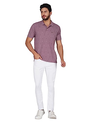Image of PRORIDERS Half Sleeve Cotton Blend Regular Fit Men's Polo with Snap Button and Floral Print for Casual wear T-Shirt