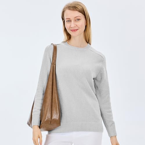 Image of Simple&Opulence Women's Chenille Sweater Crewneck Long Sleeve Pullover Ribbed Cuff Hem Round Neck Jumper Tops