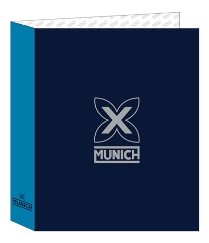 Safta M657 Munich Nautic-Ordner, Folio, 4 Ringe, ideal für Kinder verschiedener Altersgruppen, bequem und vielseitig, Qualität und Widerstandsfähigkeit, 27 x 6 x 33 cm, Marineblau, Standard