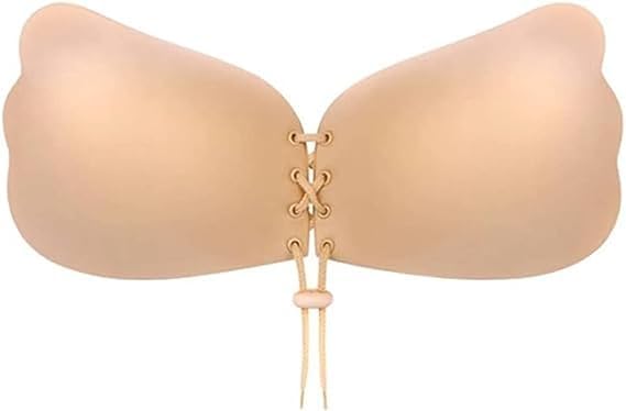 Women's Strapless Push-Up Adhesive Bra, Wire-Free, Lightly Padded, Beige, Adjustable-picture-54