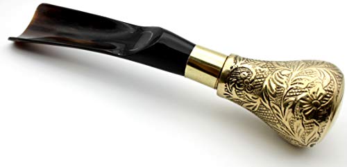 5MOONSUN5's Long Handled Made with Horn and Brass Shoe Horn, Handmade Shoe Horn with Brass Handle, Premium Gift for Men and Women, Home or Travel use (Brass Shoehorn 11 inch)