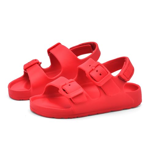 Image of Toddler Sandals Dual-sized Adjustable Buckle Boys & Girls | Non-Slip Easy On /Off,EVA Flat Open Toe Lightweight Summer Sandals - Perfect for Beach, Pool or Playground, Toddler Little Kid