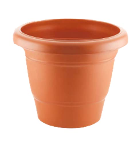 Image of Home Garden Flower Planter Pot Plastic Round Container Teracota Brown- 14 Inch Single Piece