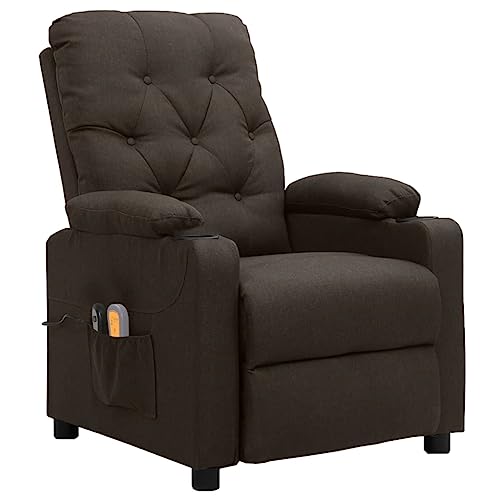 Genérico Sillón de Masaje eléctrico Tela marrón Oscuro,Sillas,Sillones de Masaje eléctricos-3098856