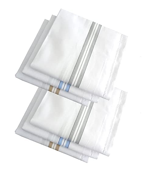 Sizzers Men Handkerchief Pure Cotton, Premium Pure Soft Cotton, White Classic Multi-Colored Hankey Rumal Striped Hanky Pack of 12-picture-14