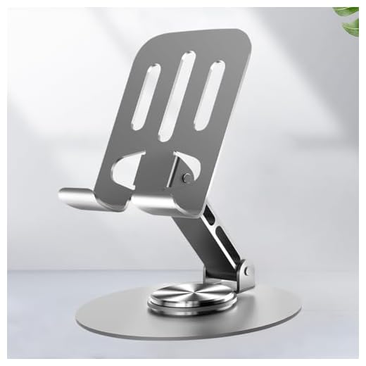 360 Rotating Cell Phone Stand, Fully Adjustable Foldable Desktop Phone Holder Cradle Dock, Compatible with All Phones, Grey