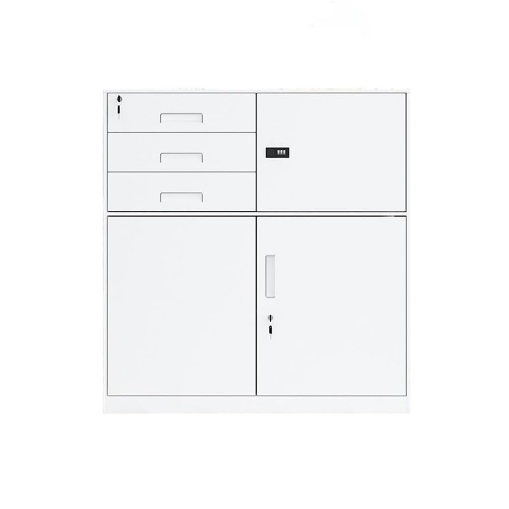 Aioneer White File Cabinet File Cabinet Iron Short Cabinet Office Data Storage Cabinet Balcony Bookcase Storage Cabinet Small Cabinet Filing Cabinet