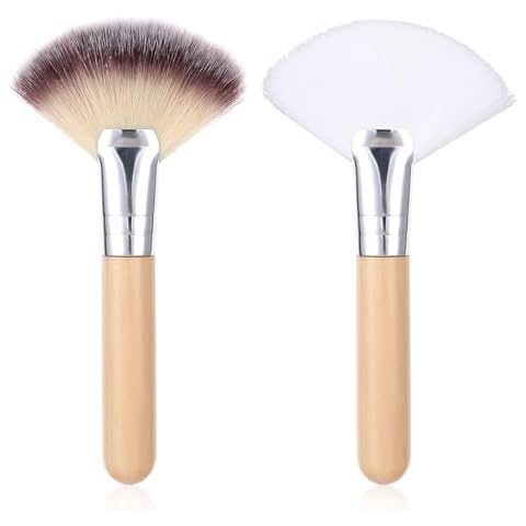 Tyqour 2Pcs Fan Brushes Esthetician Facial Brushes Soft Fan Makeup Brush Highlighting Blush Brush Multi Use Cosmetic Tools for Women Girls Loose Powder Highlighting Blush Cover