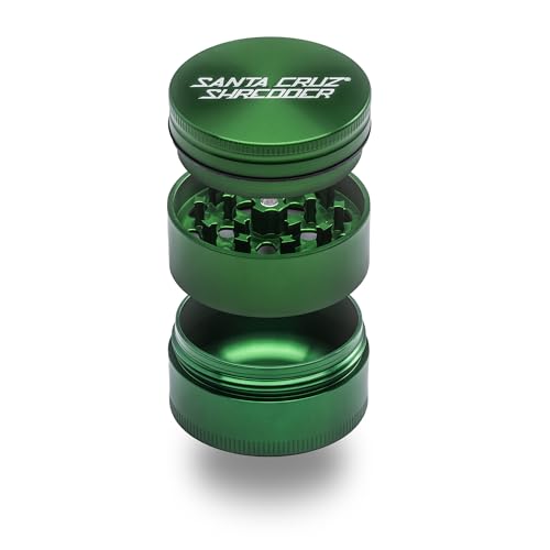 Santa Cruz Shredder Spice Grinder 3 Piece Medium 2 1/8' Superior Grip and Aluminium (Green)