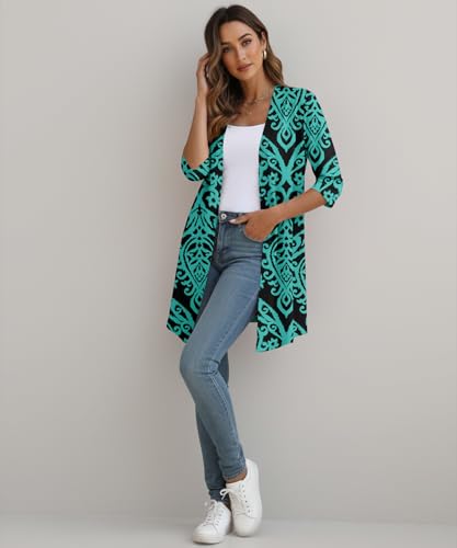 Image of YSYOKOW Lightweight Cardigans for Women 3 /4 Sleeve Long Open Front | Cardigan sweaters for women lightweight, summer cardigans for women lightweight, long cardigans for women trendy, dressy