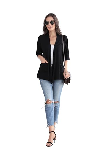 Image of ADANIKI Women 2026 Summer Lightweight Cardigan, Short Sleeve Open Front Casual Trendy Womens Kimono Cover Up with Pocket