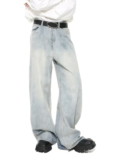 Kinghua Mens Baggy Jeans Loose Fit Wide Leg Skater Y2k Denim Pants4