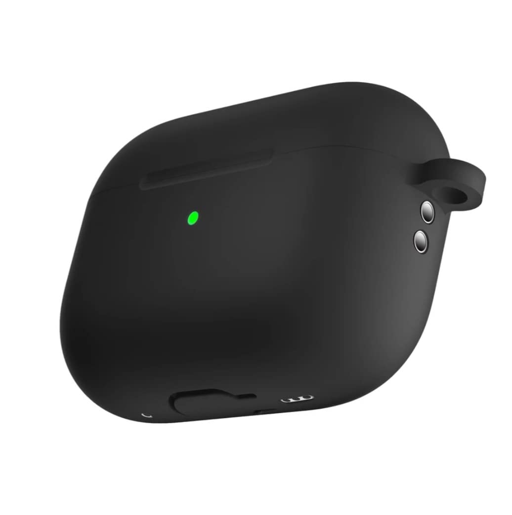 Dado AirPods Pro 2 2nd Generation Case Cover with Keychain, Soft Silicone Skin Case Cover Full Protective Front LED Visible (Black)