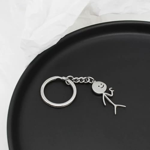 LEEQ 2pcs Lustiges Skelett Smiley kleiner Mann Gebärdensprache Schlüsselanhänger - Nette Trend Tasche Auto Schlüssel Anhänger Paar Freund Geschenk Schlüsselanhänger