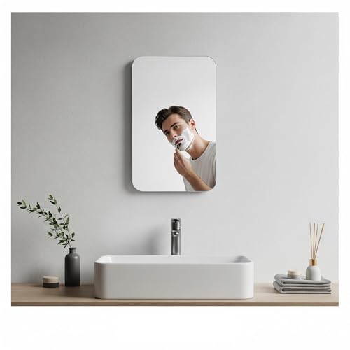 Image of windowera Frameless Bathroom Mirror Wall Mount, Unframed, Silver, Rectangular, Size 9 inch x 12 inch inch