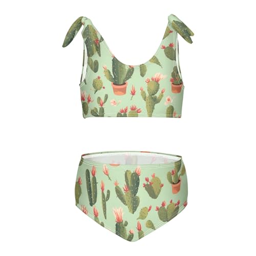 KLL Western Cactus Plant Plants Sage Girls' Two Piecing Bikini Sets Scoop Neck Bathing Suit Swimwear Adjustable Strap