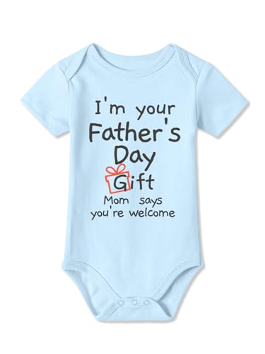 BesserBay Fathers Day Bodysuit First Fathers Day Newborn Clothes Blue 0-3 Months