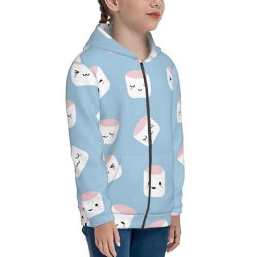 Cartoon Sushi Kids Pullover Hoodies Boys Zip Up Sweatshirts Girls Athletic Clothes with Pocket4