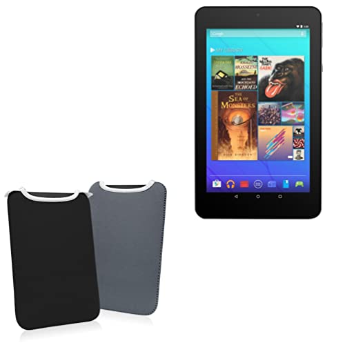 BoxWave Case Compatible with Ematic EQ347 - SlipSuit, Soft Slim Neoprene Pouch Protective Case Cover - Jet Black/Charcoal Grey (Reversible)