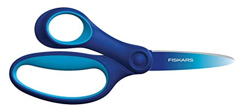 Fiskars Kinderschere, Schere für große Kinder im Alter von 8 - 11 Jahren, Für Linkshänder:innen, SoftGrip, Länge: 15 cm, Ombré-Optik, Blau, 1067854