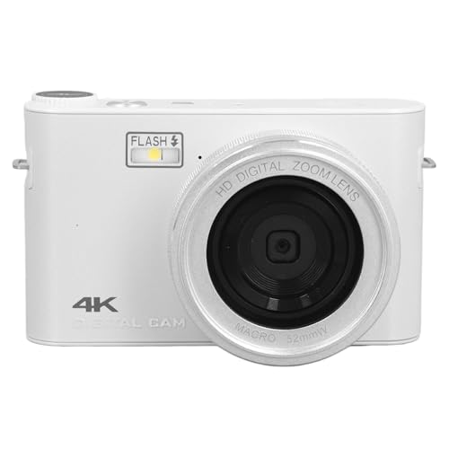 Cámara HD 4K con alta resolución digital de 64 MP, zoom óptico de 18X, pantalla táctil LCD 3.0 fácil de usar para transmisión en vivo, transmisión por Internet e Ing (blanco)