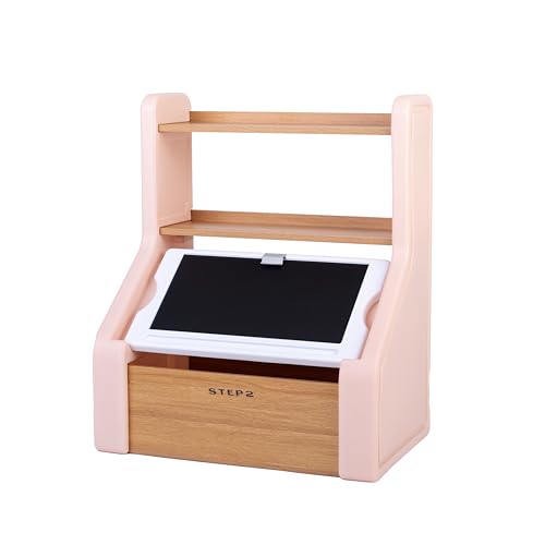 Step2 Harmony Toy Storage Box, Wood and Plastic, Shelves for Books, Toy Storage Bin with Chalkboard Lid and Clip, Easel and Toy Organizer in One, Rose Pink - image 1
