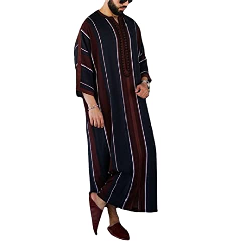 Reviews de Túnicas para Bebé disponible en línea. 49 Eioflia Men túnica a Rayas Pijama de algodón túnica étnica v con Cuello con Manga Larga para Hombre Regalo