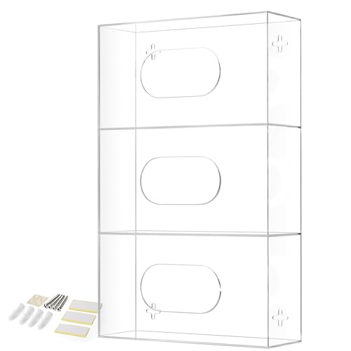 Storage Standard Triple Glove Box Holder Wall Mount Glove Dispenser - Disposable Glove Holder Wall...