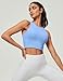 Heathyoga Longline Sports Bras for Women High Neck Tank Tops with Built in Bras Workout Tops for Women Racerback Yoga Bra Light Blue