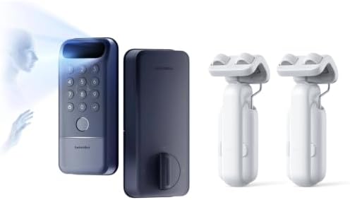 SwitchBot Lock Vision Pro with Automatic Curtain Opener,3D Face Recognition + Palm Vein + Fingerprint, Keyless Entry Deadbolt for Front Door, WiFi No Hub, Auto-Lock, Matter, Apple Home, Alexa, Google