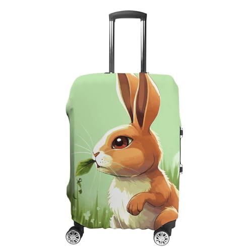 Cartoon Rabbit Eating Grass Travel Luggage Cover Elastic Washable Suitcase Cover Dustproof Anti-Scratch Suitcase Protector Fits 19-32 Inch Luggage, L
