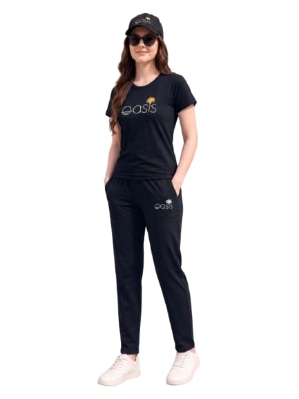 Women's Cotton Printed Co-Ord Set Round Neck Half Sleeve T-Shirt with Matching Pants Comfortable Casual Lounge Wear Outfit-picture-51