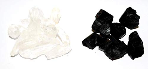 Image of Natural Black Tourmaline Clear Quartz Stone Healing Rough Raw Crystal Meditation Gemstone